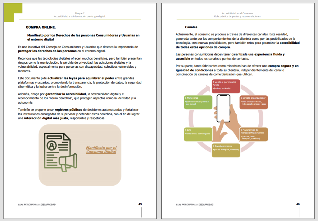 ejemplo del interior de la Guía de Accesibilidad